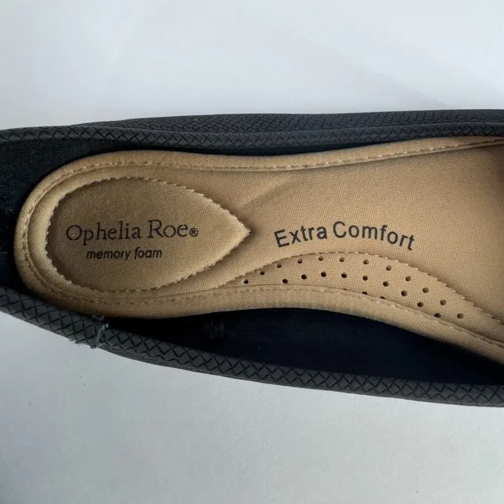 Ophelia Roe Chris Black Flats Women Size 8.5 Memory Foam Extra Comfort Ballet - Picture 3 of 12